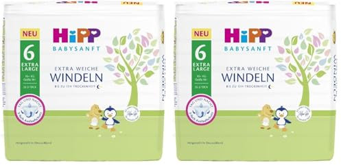 HiPP Babysanft Windeln Extra Large 6 Einzel (Packung mit 2)