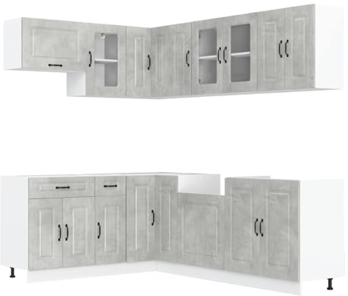 vidaXL 11 Piece Kitchen Cabinet Set Kalmar Concrete Grey Engineered Wood