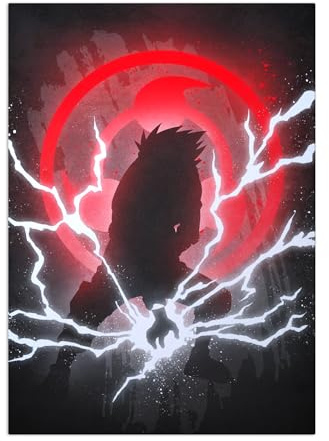 Displate Offiziell Naruto MetallPoster Magnetische Befestigung Lizenziert Bilder Hochwertiges Poster Naruto Silhouettes - Kakashi Poster 45 cm x 32 cm