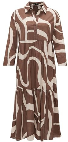 OPUS Damen Maxikleid | Hemdblusenkleid WERANO Flow A-Linie aus BCI Cotton Cocoa, 38