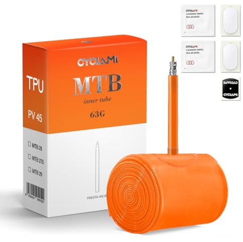 CYCLAMI MTB Fahrradschlauch TPU 65g Ultraleichter MTB29/MTB27.5/MTB26 ×1.9-2.5 Fahrradschlauch (1P-MTB29 X 1.9-2.5 (45mm Valve))
