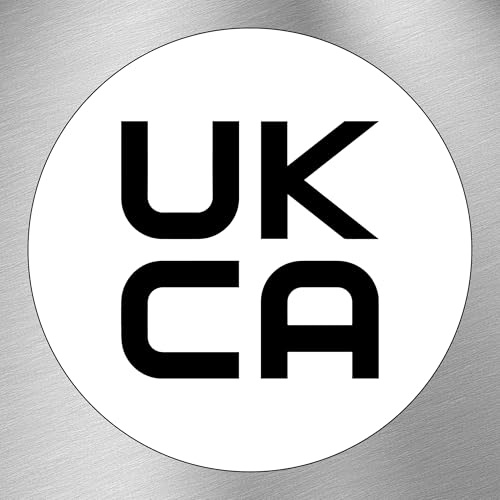 UKCA Labels - 15mm Diameter - 500 Stickers Pack Self Adhesive White Vinyl Permanent