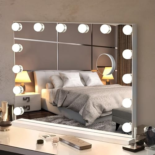 Bayt Hollywood-spegel med Belysning - Sminkspegel - 10x förstoringsspegel - Dimbar - Touch-Kontroll - 50x40cm - Vit