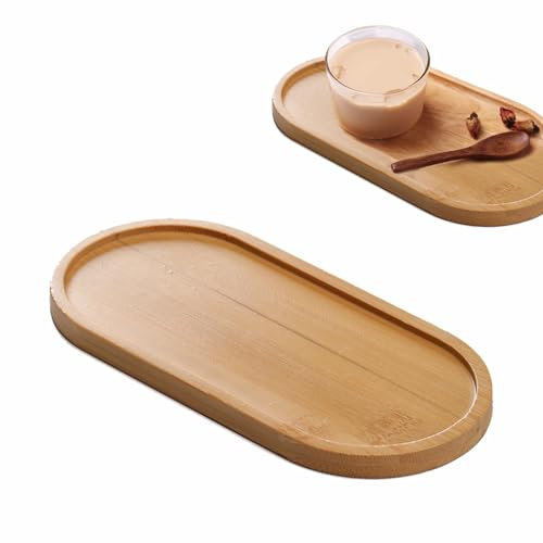Oval Wooden small trays for tea or coffee,17.5 * 8.8CM small wooden tray,Multifunctional Sink Wood Small Tray,for Coaster, Tea, Coffee, Cake,Succulent,Display Fruit,Snacks,Appetizer,Sushi,Food