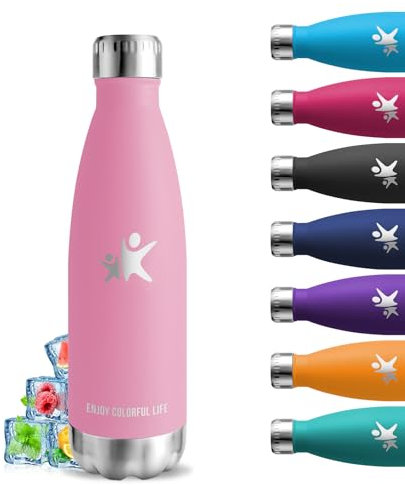 Botella Agua Acero Inoxidable, 500ml Botella Termica, sin BPA, Cantimplora Acero Inoxidable, A Prueba de Fugas, Cantimplora Infantil, Aislamiento al Vacío, Botellas para Escuela, Cafetería, Oficina