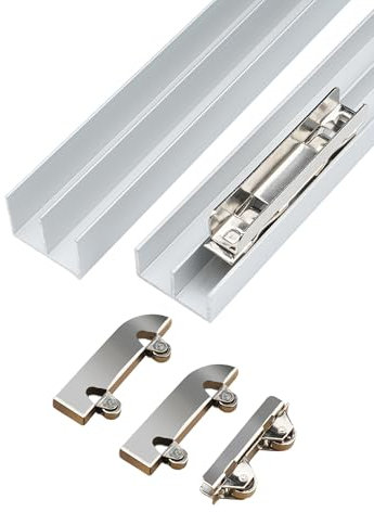 Riel de puerta corredera con sistema de polea para paneles de vidrio, solución de deslizamiento suave para puertas de armarios y armarios