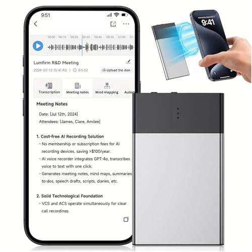 Plyisty AI Voice Recorder, App Control, AI Transcribe Summarize, Support 108 Languages, Built in Memory, Audio Recorder for Lectures, Meetings, Calls, Compact Size (16G)