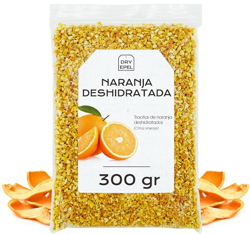 Orange Séchée Avec Sucre 300 g - Oranges Séchées Hachées - Orange Déshydratée - Fruit Déshydraté - Snack Sucré - Idéal Pour La Pâtisserie - Sans Gluten (300 gr, Orange en Morceaux)