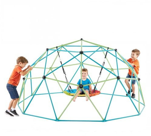 VEVOR Kletterkuppel geometrisches Klettergerüst (305 cm breit) mit Tellerschaukel, 453 kg belastbares Klettergerüst, Klettergerät für Kinder von 3 bis 10 Jahren Gartenspielzeug Spielplatz