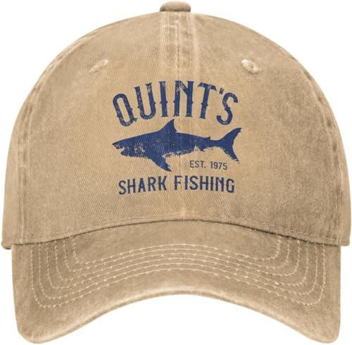 Quints Shark Fishing Jaws 1975 Baseballkappe Männer Frauen Distressed Gewaschene Kopfbedeckung Amity Island Outdoor Workouts Verstellbare Hüte cool
