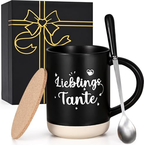 Joymaking Lieblingstante Tasse Geschenk Weihnachten Beste Tante Tasse Geschenk für Geburtstag Geschenke für Tante, 455ml Schwarz