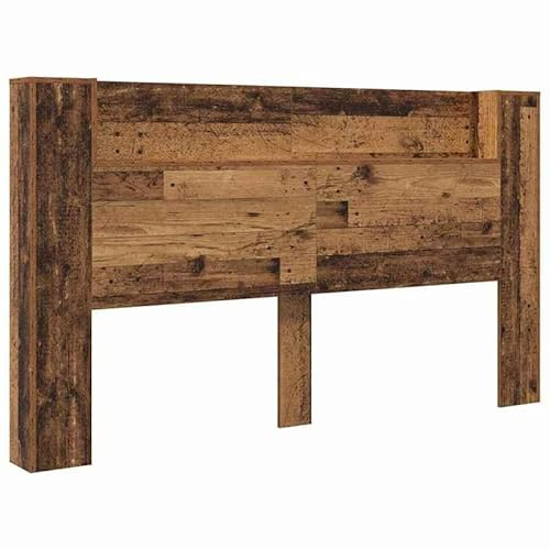 Eleganz Kopfteil aus Holzwerkstoff 180 cm - Schrankaufsatz im Altholz-Look 104,5 cm hoch - Modernes Design für Schlafzimmer