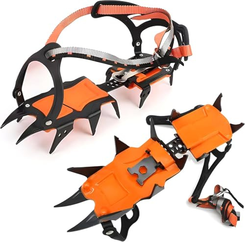 Spikes für Schuhe Winter, Spikes Schuhe Schuhkrallen mit 8 Zähne, Schuhspikes, Anti Rutsch Schuhkralle mit Edelstahl Spikes, Klampen Schuhe Spikes für Wandern, Schnee, EIS, Trekking, L: 41-46