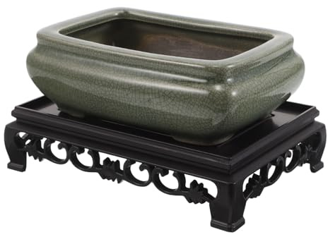 Chinesischer Keramikpflanztopf Vintage Rechteckig Flach für Innenräume | Büros und Zimmer, Atmungsaktivität, Robustes Material, Fördert Wurzelwachstum