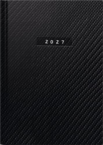 rido/idé 7021034807 Buchkalender Mod. futura 2 2027 Carbon A5, Kunstleder: 2 Seiten = 1 Woche, halbstündliche Einteilung von 7-20 Uhr, nicht Sa. und So.