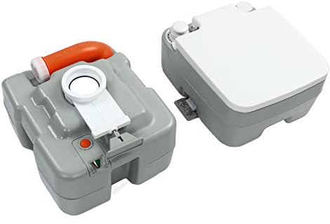 YUKERMARB Toilettes Portatives avec Réservoir de 5 Gallons Anti-fuite pour Camping-car et Camping, avec Chasse d'eau à 3 Voies, Facile à Vider, Idéales pour une Utilisation en Extérieur