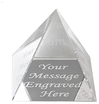EIO Gifts Personalised Crystal Glass Pyramid Paperweight - Engraved with Your Custom Text