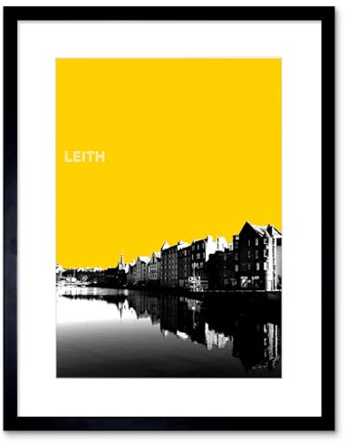 Wee Blue Coo Leith Shore Edinburgh Scotland Scottish Landmark Yellow Framed Art Print