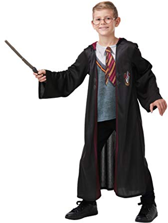 RUBIE'S - Déguisement Officiel - Déguisement Harry Potter + Haut Imprimé + Baguette + Lunettes-Taille L - 7-8 ans Halloween