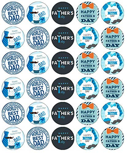 30 Fathers Day Cupcake Toppers Edible Wafer Paper Fairy Cake Toppers Birthday Cakes