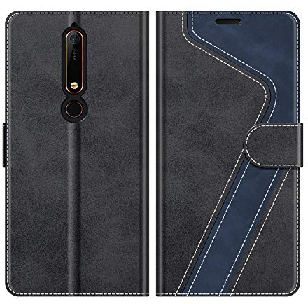 MOBESV Funda para Nokia 6.1, Funda Libro Magnético Carcasa para Nokia 6.1 Funda con Tapa, Elegante Negro