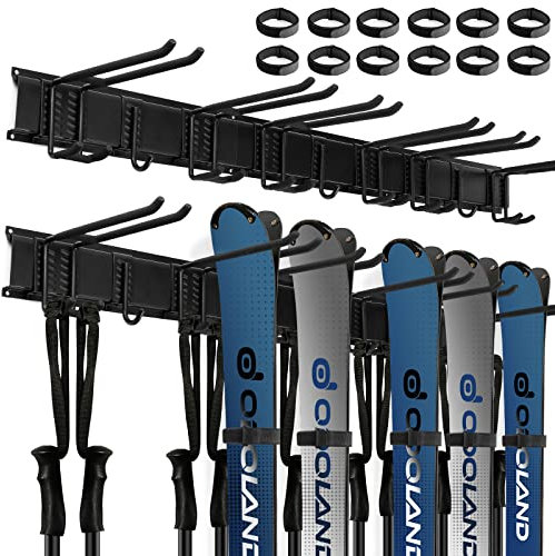 Odoland Skiaufbewahrung Skihalter für 6 Paare Ski Snowboard Rack Wandhalterung, Haus und Garage Ski Storage Rack Wandhalterung