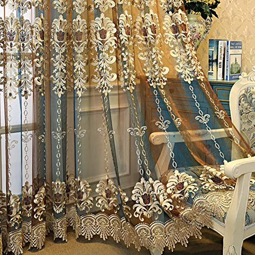 YQ WHJB Luxus Vintage Vorhang,Europäischer Stil Bestickt Fensterbildschirm Gardine,Zu Villa Wohnzimmer,Blume Tüll Vorhänge Drapieren Panels A 200x270cm(79x106inch)