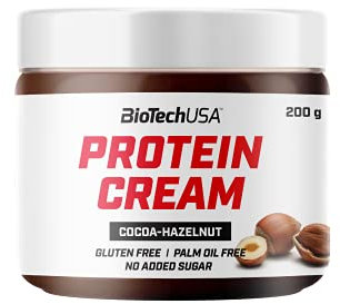 BioTechUSA Protein Cream | Riche en protéines | Tartinade de cacao et de noisettes | Sans gluten | Sans huile de palme, 200 g, Cacao-noisettes