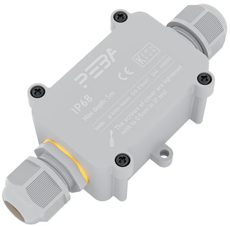 PEBA Abzweigdose, Erdkabel Klemmdose Verbindungsdose, 2 Wege Junction Box, IP68 Wasserdichte Verteilerdose, Kabelverbinder Aussen, Elektrischer Außenverteilerdose, Kabeldurchmesser 4mm-12mm, grau