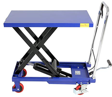 Pro-Lift-Montagetechnik Hydraulischer Scherenhubtisch fahrbar 150kg Hubkraft mit Fußpedal Höhe 220mm – 740mm