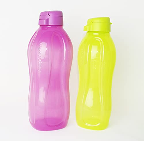 Tupperware to Go Eco Easy Gourde 2 l, fermeture à clip violette, fermeture à clip de 1,5 l, cuillère à suspendre rouge