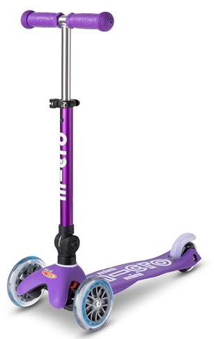 Micro Scooters | Mini Micro Deluxe, faltbarer Kinderroller | Lenker verstellbar & faltbar | extra griffiges Deck | wettergeprüfter Vorbau | leicht | 2-5 Jahre | Jungen & Mädchen | Lila