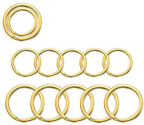 Key Rings for Keychain, Car Keys, Dog Tag Ring, Crafts, Golden, 12Pics