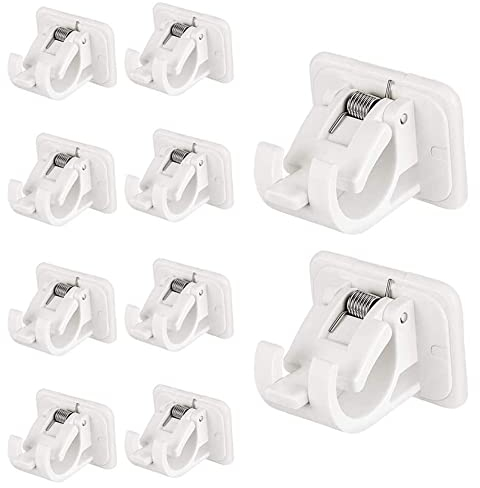 10 Stücke Vorhang Haken Halter, Selbstklebende Gardinen Stangen Halterung, Festsetzung Stangen Halter, für Wohnzimmer, Schlafzimmer, Bad, Hotel