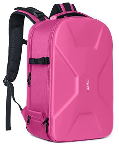 MOSISO Camera Backpack, DSLR/SLR/Mirrorless Photography Camera Bag 15-16 inch Waterproof Hardshell Case with Tripod Holder&Laptop Compartment Compatible with Canon/Nikon/Sony, Rose Red