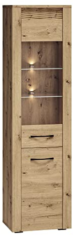 Lomadox Vitrine in Artisan Eiche Nb. ohne Beleuchtung, B/H/T: ca. 55/200/40 cm