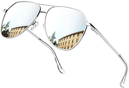Joopin Oversized Aviation Sunglasses Polarized UV400 Silver Mirrored
