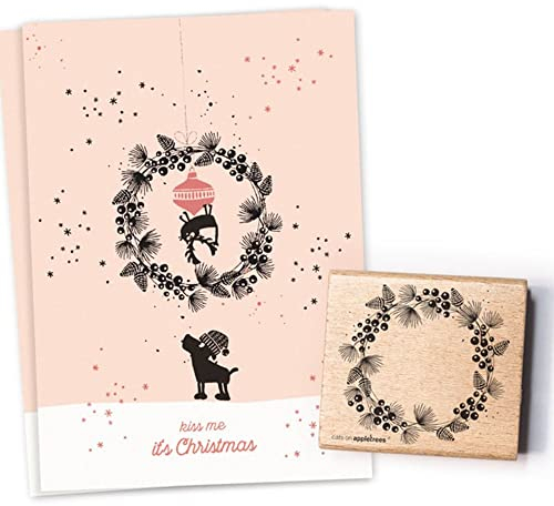 Cats on Appletrees Stempel Weihnachtskranz
