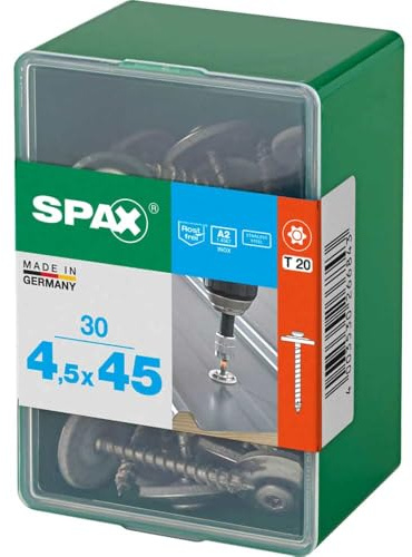 Spax Stainless Steel Raised Countersunk Roof Sheet Sealing Screws 4.5mm 45mm Pack of 30