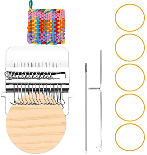 Byffoer Mini Strickmaschine, Small Loom Machine 14 Nadeln Strickmaschine Darning Webstuhl Klein Stopfwebstuhl Webwerkzeug mit 14 Haken Kleiner Webstuhl für Erwachsene Kinder Anfänger