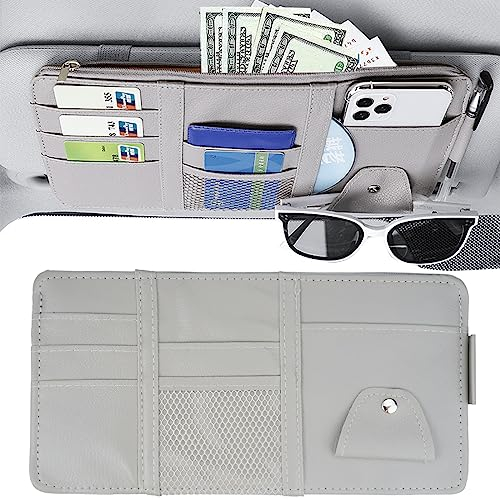 DGN Organizador De Parasol De Coche,Organizador De Parasoles,31 X 15,5cm Organizador De Parasol De Coche,Interior De Piel,Organizador Para Gafas De Sol,Soporte para Tarjetas