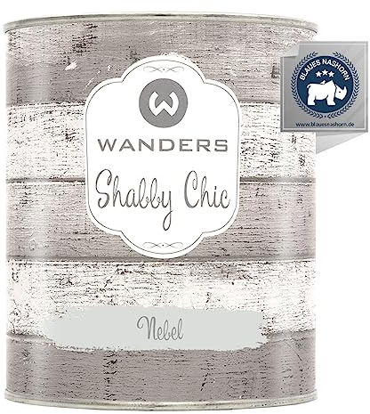 Wanders Shabby Chic Kreidefarbe 750 ml - Nebel/Sehr Helles Grau - Küchenmöbellack und Möbelfarbe ohne Schleifen. Chalk Paint, für Holz & mehr. Hohe Deckkraft, schnell trocknend