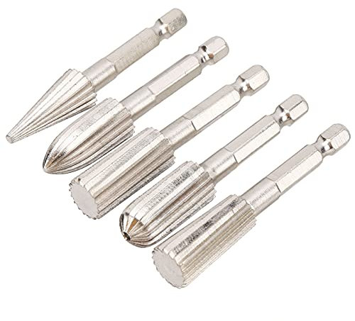 Lima Rotativa de 5 Uds, Juego de Brocas para Amoladora de Metal de Doble Filo, Diámetro de Vástago Hexagonal de 1/4 Pulgadas, Aproximadamente 13mm para Tallar y Pulir Lima Rotativa