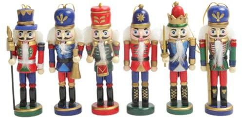 NOLITOY 6 Piezas Soldado Cascanueces De Madera Figuras De Cascanueces De Vacaciones Cascanueces Cocinero Adornos Navideños De Cascanueces Soldados Cascanueces Muñeco Colgante Recopilación