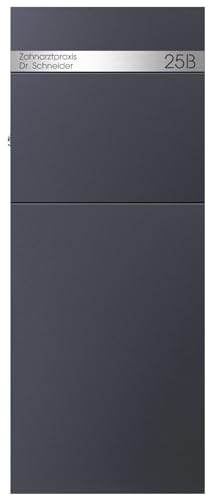 MOCAVI SBox 315 Stand-Briefkasten anthrazit personalisiert freistehend Postkasten groß rostfrei hochwertig mit Hausnummer und Name V4A-Edelstahl schmal graviert rostfrei hochwertig (RAL 7016) XXL