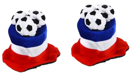 HOMSFOU 2St Fußball-Kostüm-Hut Zylinder mit Fußballdekor kreativer Hut Fußballspiel jubeln lustiger Hut Fußball-Cheerleader-Hut Hut in Fußballform Nachtclub Fußballmütze Kopfbedeckung b282