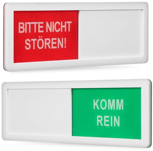 VILLCASE 2 Stück BITTE NICHT STÖREN - KOMM REIN Türschild, Acryl-Kunststoff Privatsphäre Türschild mit Schieber, 18x6x0,5cm Selbstklebend Bitte Nicht Stören Schild für Büros, Heim