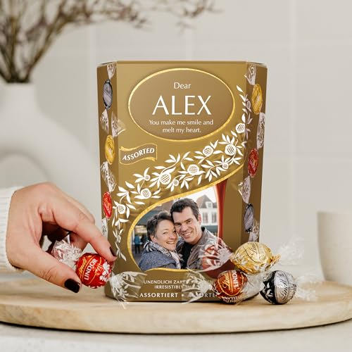 XL Caja de regalo personalizada de chocolates Lindt - Personalizable con nombre y mensaje - Lindor de 500 g, ideal para cumpleaños, fiestas y ocasiones especiales (Mix)