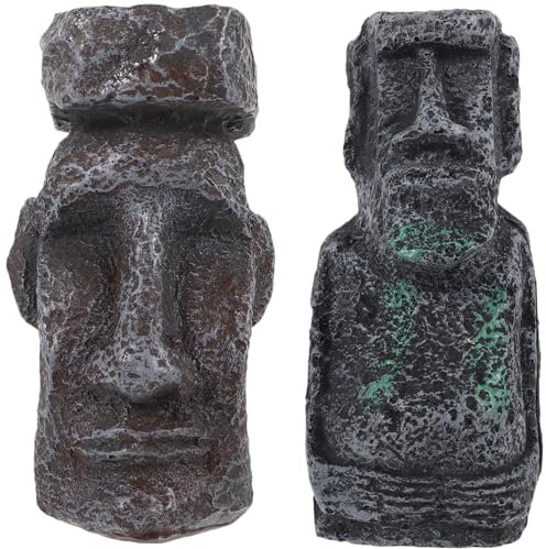 PRETYZOOM 2St Statue der Osterinsel Osterzubehör Moai-Tiki-Kopffigur Moai-Skulptur scheibengardinen deko schöne Einrichtung Harz schönes Handwerk Mini Bonsai Holzkasten schmücken Sandkasten