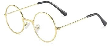 TECH-LINE-DIRECT FASHION ACCESSORIES Round Metal Eyeglasses Unisex Retro Clear Lens Glasses/Frames Ultra Light for Kid/Children/Teens (Gold Frame + Clear Lens)